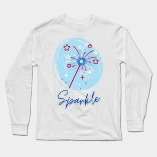 Patriotic Stars and Sparke Design Long Sleeve T-Shirt